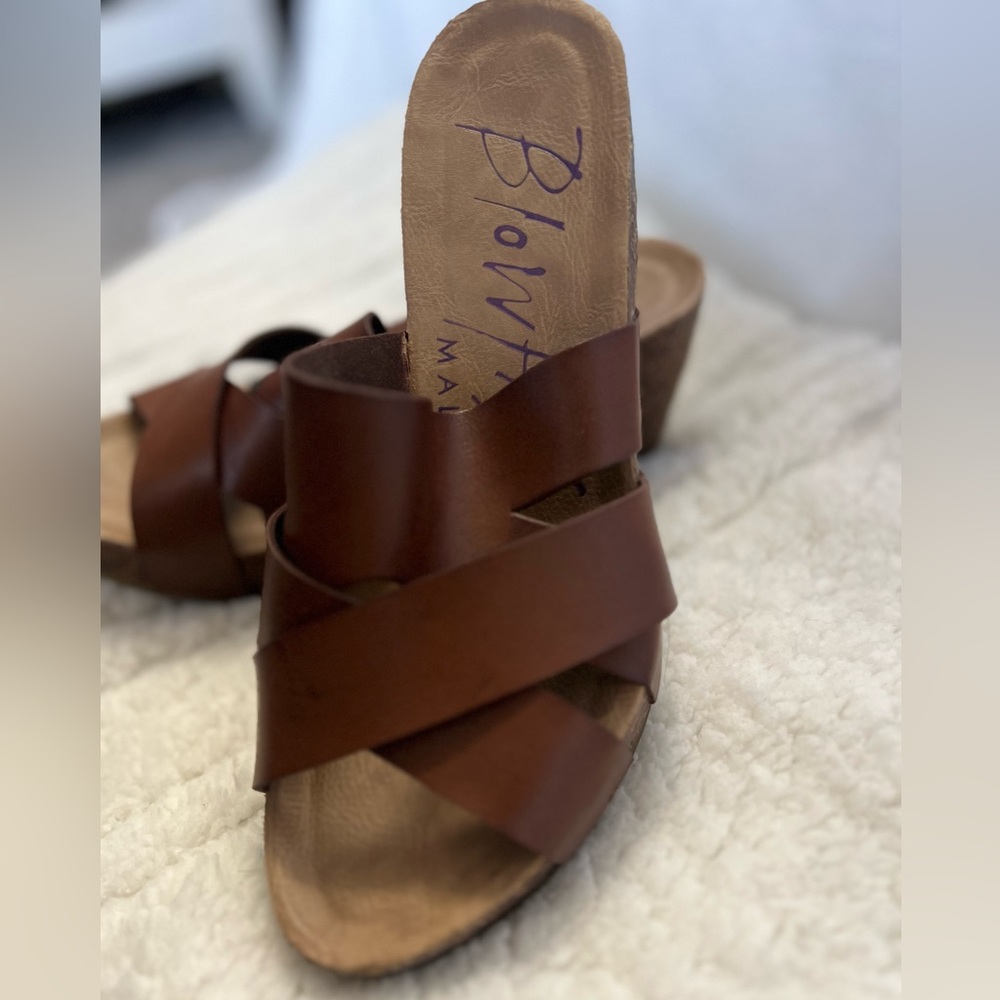 Women’s 8.5 Blowfish brown slip on sandals